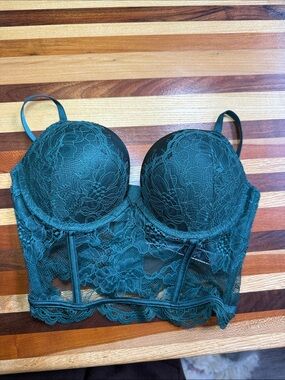Victoria's Secret Deep Teal Lace Longline Bustier Bra
